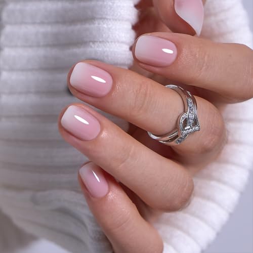 Image of CurvLife Extra Short Square Press On Nails, White, Ivory Melt, Soft Gel