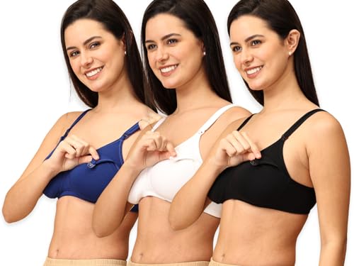 Image of The Mom Store Mom Nursing Bra | Full Coverage Non Padded Bra | Feeding Bra | Maternity Bra | Non Wired Bra | Cotton Blend