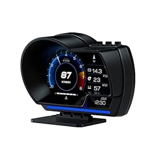 obd2 Gauge Display Heads up Display for Cars Car HUD Head Up Display P6, OBD+GPS Smart Gauge, obd2 Speedometer with Speed,RMP,Water Temperature,Overspeed Alarm,Works Great for Most Cars