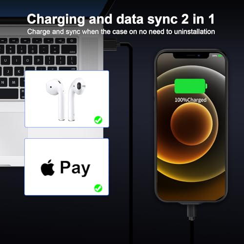 TAYUZH 13800mAh Rechargeable Charging Case Compatible with iPhone 12/ iPhone 12 Pro (6.1 inch) with Screen Protector, Black by TAYUZH - Image 6