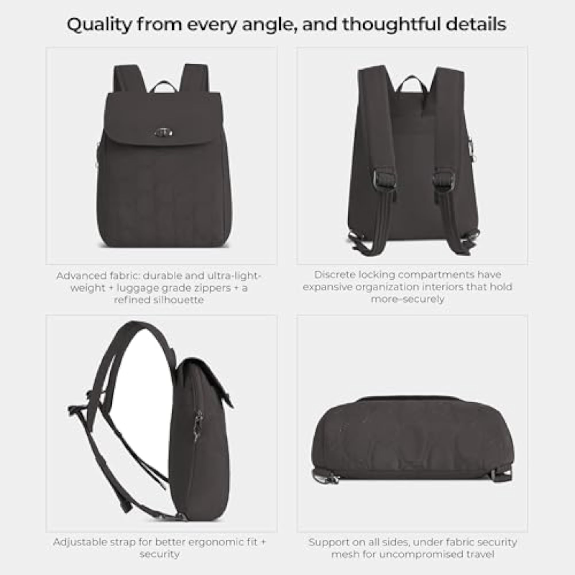 Anti-Theft Runways Compact Backpack, Secure Design