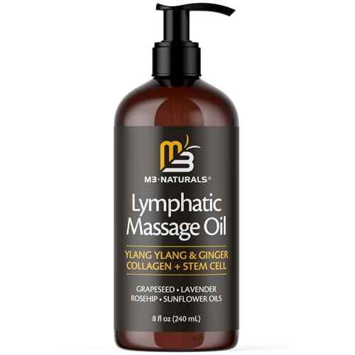 Image of Lymphatic Massage Oil for Massage Therapy - Lymphatic Drainage Oil for Body Care Circulation & Detox Support with Ylang Ylang, Ginger, Lavender, Grapeseed, Vitamin E & Stem Cell (8 Fl Oz) by M3