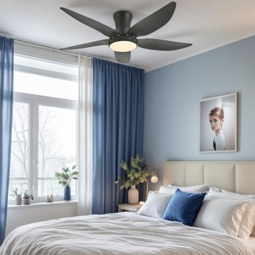 Anyeark Ceiling Fans with Lights, Low Profile Ceiling Fan Light and Remote/APP Control, 6 Speeds Adjust, LED Dimmable 3 Color Changing, Modern Flush Mount Fandelier Ceiling Fan for Bedroom - image 8