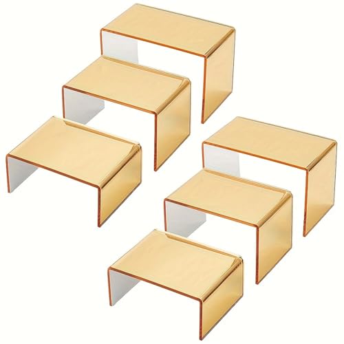 Protoence Acryl Regale, Goldene Tischpodeste Zur Präsentation, Organizer In DREI Größen Als Aufbewahrungs- & Präsentationsregal Für Cupcakes, Desserts, Parfüm & Figuren