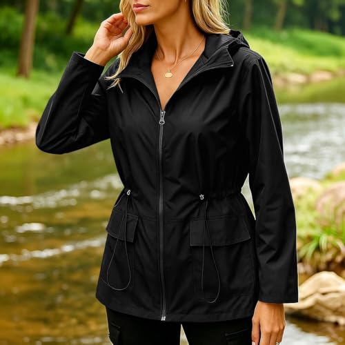 Windbreaker Rain Jacket Women Lightweight Breathable Hooded Waterproof Coat - image 6