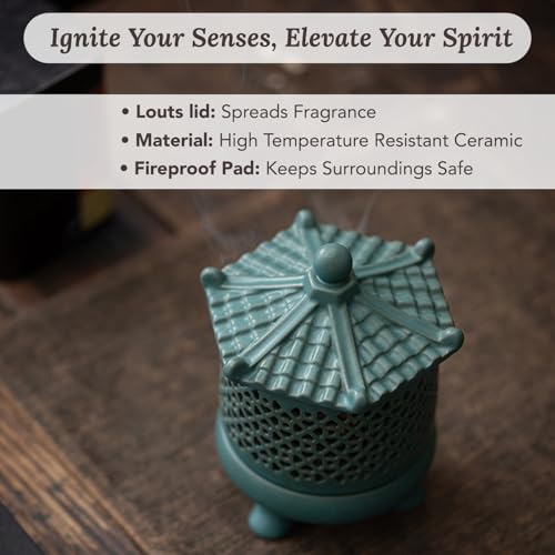 Image of Ekhasa Ceramic Dhoop Dani Loban Burner Holder Stand for Home | Dhup Kapoor Dani for Puja | Sambrani Dhoop Holder | Dhuni Burner Samrani Dhoop Batti Stand for Pooja | Dhup Stand Incense Oud Burner