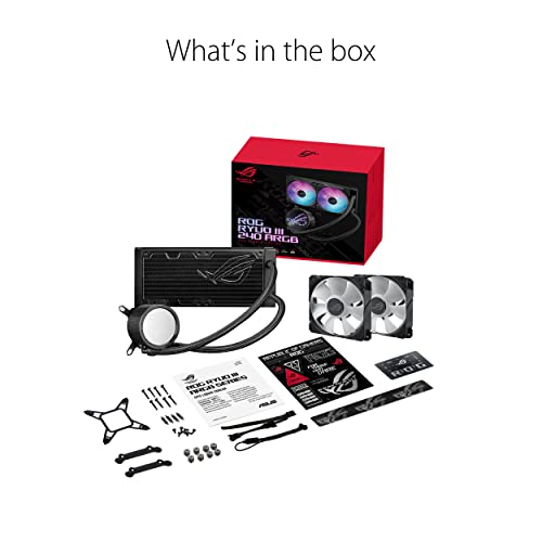 Image of ASUS ROG RYUO III 240 ARGB All-in-one AIO Liquid CPU Cooler 240mm Radiator, Asetek 8th gen Pump Solution, Anime Matrix LED Display and ROG AF 12S ARGB Fan.