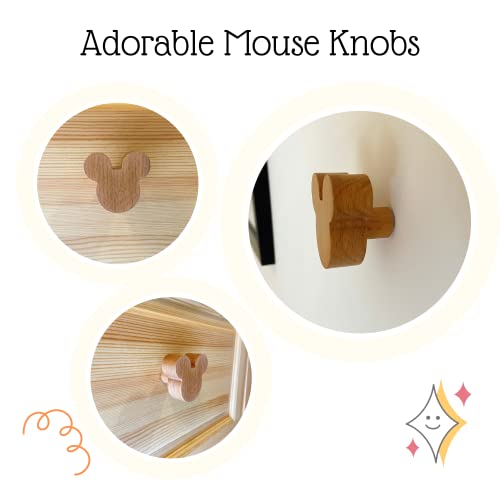 6Pc Wooden Mouse Knob For Dresser Drawers | Mouse Knobs Handles & Pulls Set For Cabinet | Mouse Furniture Hardware For Bathroom, Kitchen & Nursery | Home Decor Decorations For Kids & Adults (Natural) #TOP1