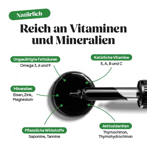 Premium Schwarzkümmelöl Bio (50ml) - Extra hoher Tymochinon Gehalt (10.000mg / kg) - Schwarzkümmel Öl ungefiltert kaltgepresst aus deutscher Ölmanufaktur