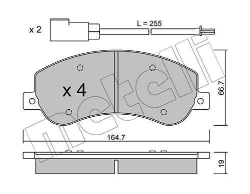 Metelligroup 22-0680-0 Pastiglie Freno Anteriori E Posteriori, Made In Italy, Pezzo Di Ricambio Per Auto/Automobile, Kit Da 4 Pezzi, Certificate Ece R