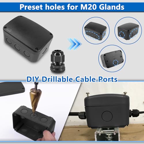 Outdoor Junction Box,Nineleaf IP66 Waterproof Electrical Project Boxes PVC/ABS Plastic Enclosure Box Universal Watertight 4.9 x 3.3 x 2.3 inch,Black by NineLeaf - Image 6