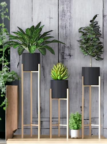 Universal Decor Metal Floor Flower Stands with Planter Pot - Set of 3, Modern Indoor Plant Stand for Living Room Bedroom Display, Black (B0CTX6FTCP) Amazon Price History, Amazon Price Tracker