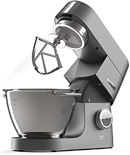 Kenwood Chef Titanium Stand Mixer for Baking - Powerful and Stylish Kitchen Machine in Silver, with K-beater, Dough Hook, Whisk and 4.6L Bowl, 1500w, KVC7300S, Silver