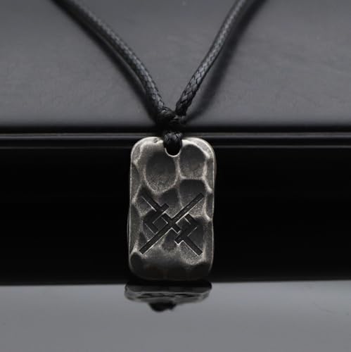 Image of Ankiyabe Stainless Steel Norse Viking Rune Pendant with Adjustable Braided Rope Good Luck /Love /Strenght /Health Viking Symbol Necklace for Men Women
