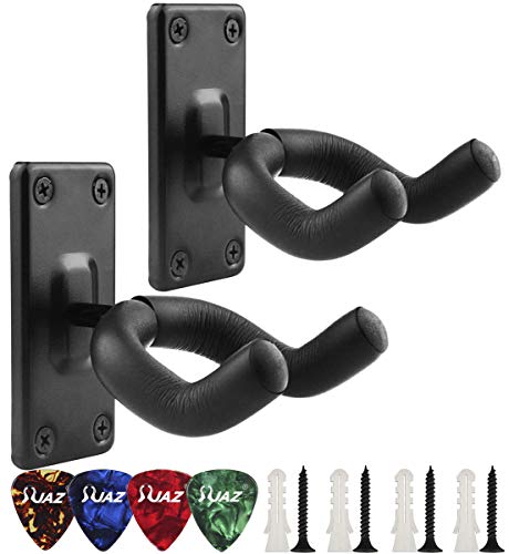 JAZ 【欣然製品】 ギターハンガー 壁掛けタイプフック 取付スクリュー付き 高強度 黒 (2個)
