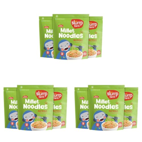 Image of Slurrp Farm No Maida Millet Noodles | Not Fried, No MSG | Mild Millet Noodles Pack of 9-192g Each