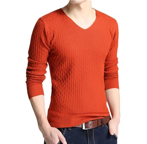 Solid Color Pullovers Men V Neck Sweater Men Long Sleeve Casual Tops