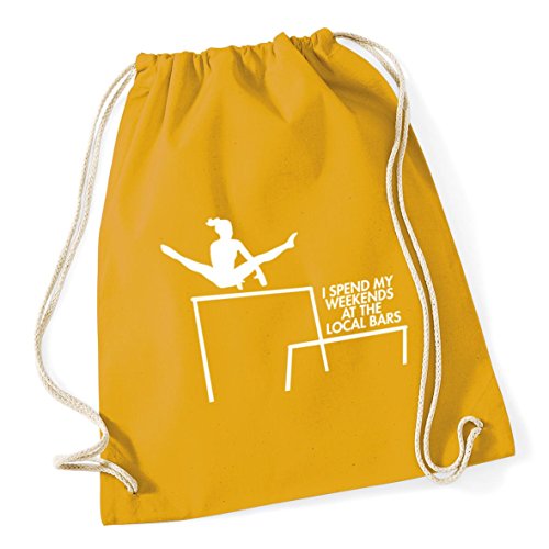 Hippowarehouse I Spend My Weekends At the Local Bars Gymnastics Drawstring Cotton School Gym Bag 37cm x 46cm, 12 litres