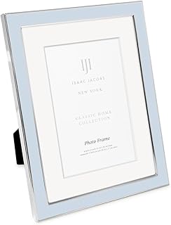 Isaac Jacobs 6x8 (Matted 4x6) Light Blue Enamel Picture Frame with Silve...