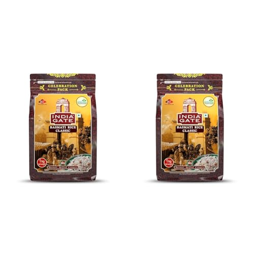 Image of India Gate Basmati Rice Pouch, Classic, 1kg (Pack of 2)
