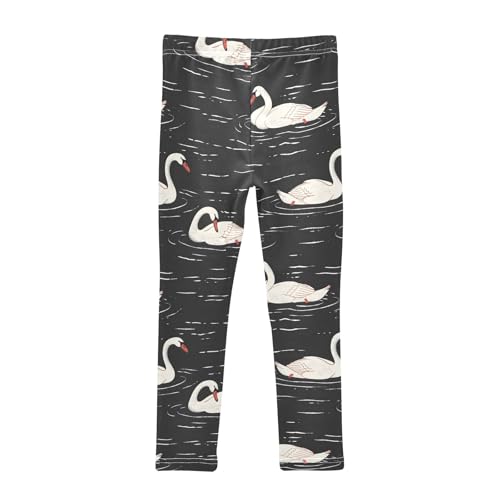 Swan Pond Painting Girls Leggings Athletic Pants Tights Stretch Bottom2