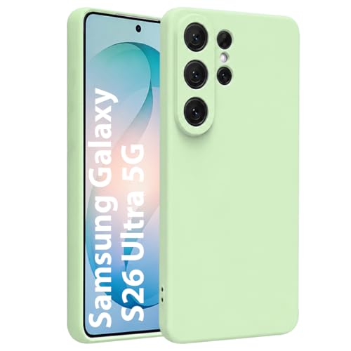 Image of LIRAMARK Liquid Silicone Soft Back Cover Case for Samsung Galaxy S26 Ultra 5G| Soft Micro-Fibre Lining Inside | Camera Protection Bump (Green)