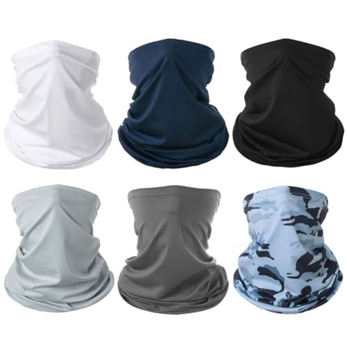 Image of 6 Pieces Summer Face Cover Scarf Mens Neck Gaiter For Men Women UV Protection Face Breathable Sun Protection Cycling Running