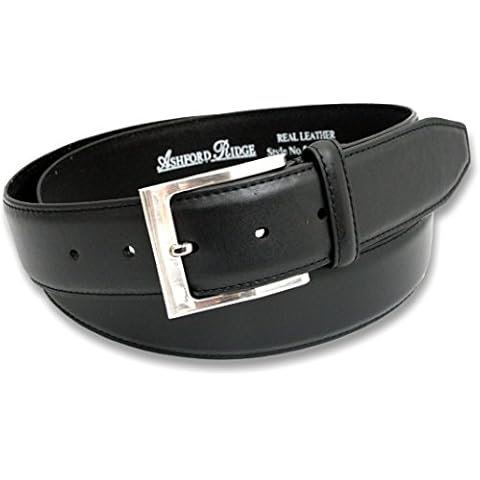 Ashford Ridge Mens Genuine Leather 38mm Belt in 32" - 60" Black or Brown (XXL (44" - 48"), Black) Cover