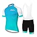 ALIHONG Maillot Cycliste Manche Courte Homme, Combinaison VTT Vélo Vetement Costume, Respirant Séchage Rapid Jersey+19D Gel Rembourrée, Été MTB Tenue Balade Hauts Cuissard avec Bretelle (4,L)