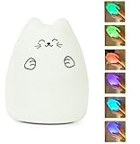 Mystery Portable Silicone Soft LED Multicolor Night Lamp, Children Night Light with Warm White & 7-Color Breathing Dual Light Modes, Sensitive Tap Control for Baby Adults Bedroom (A)