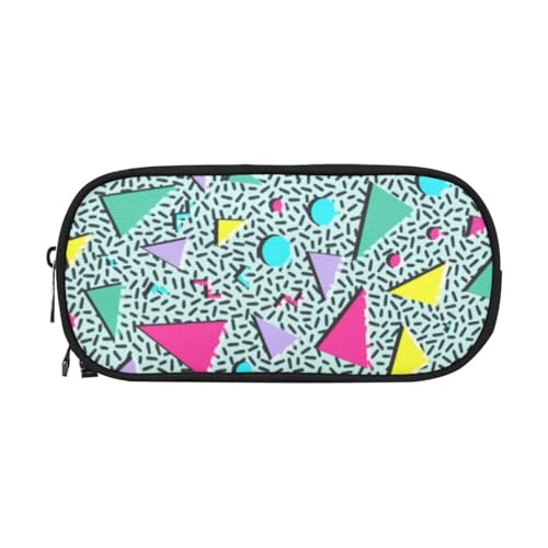 Image of ANANGTEE Memphis 80s 90s Pencil Case Pouch for Boys Girls Men Retro 10 | Large Capacity Makeup Bag, 3 Rings Zipper School Supplies Case, Office Desk Soft Organizers Pen Box