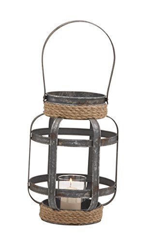Deco 79 Metal Round With Rope, 9" X 9" X 12", Gray #TOP14