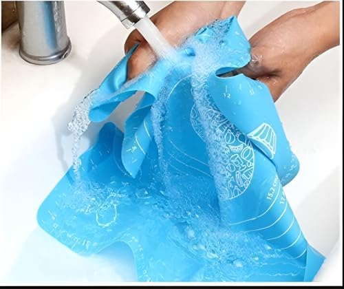 Image of Lukzer Silicone Fondant Rolling Mat Large Baking Sheet with Measurement for Roti Chapati Pizza Dough Pastry Fondant & Atta Kneading | Non Stick Reusable Baking Mat (50 x 40 cm, Blue)