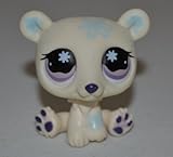 Polar Bear #470 (White with Blue Flowers and Purple Eyes) Cuddliest Pets - Littlest Pet Shop (Retired) Collector Toy - LPS Collectible Replacement Figure - Loose (Oop Out of Package & Print)