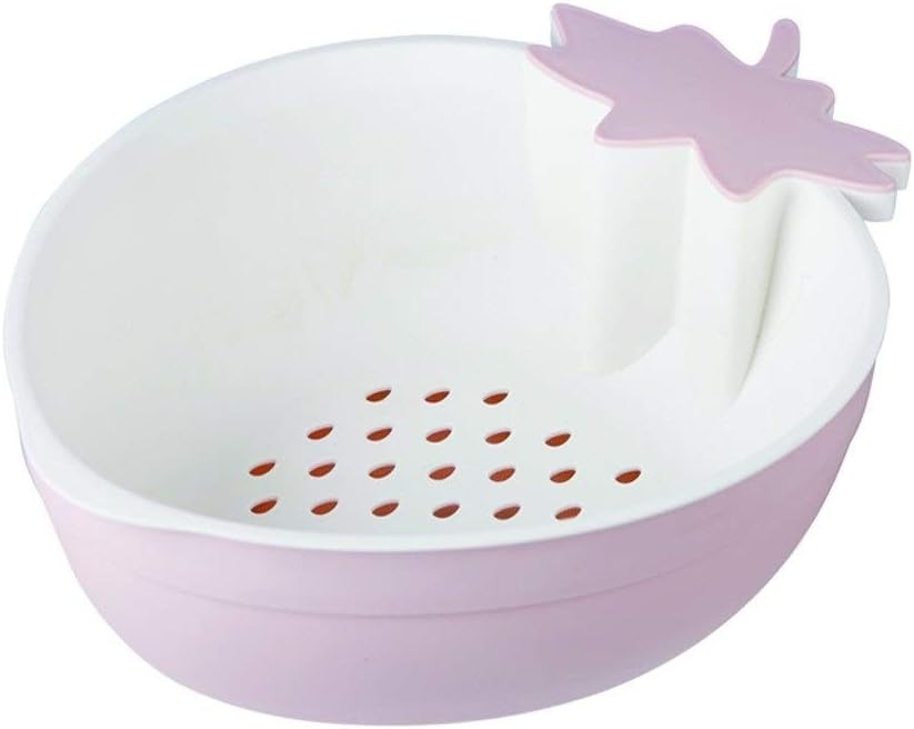 Double Layer Colander Kitchen Strainer Used for Washing Vegetables and Fruits Medium Plastic Filter Detachable Strainers (Pink)(Pink)