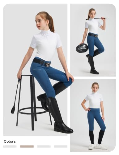 Image of FitsT4 Sports Girls Horse Riding Pants Full Seat Equestrian Pants Pockets