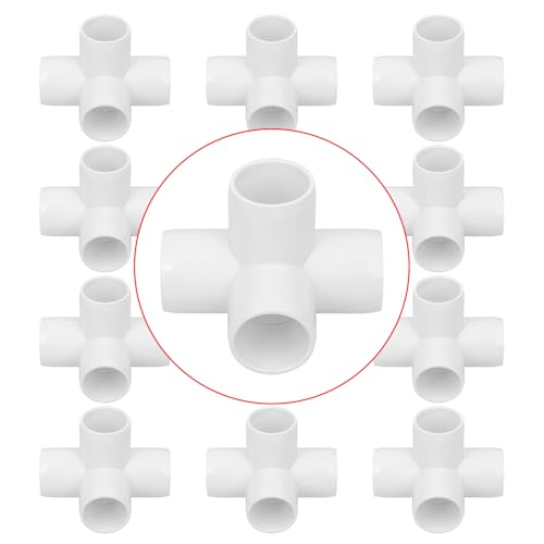 Lswteiz 12Pack 1IN 4-Way PVC Pipe Fittings SCH40 Furniture Grade PVC Elbow Corner Side Outlet Tee Fitting for Building Furniture Greenhouse Shed Pipe Fittings Tent Connection