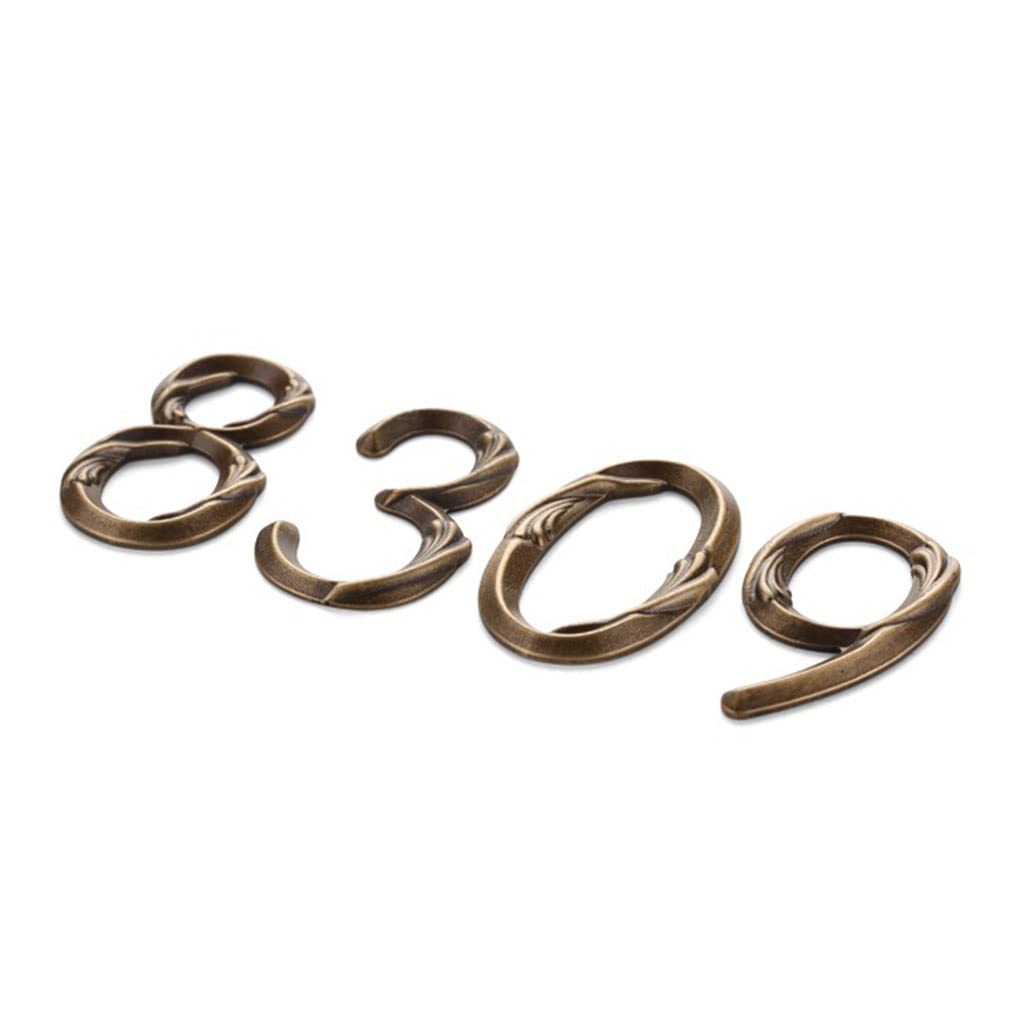 Números de casa, números de puerta de entrada, número de casa con patrón desgastado de latón del 0 al 9, número de metal for habitación de hotel con dirección exterior, 1 pieza(2)