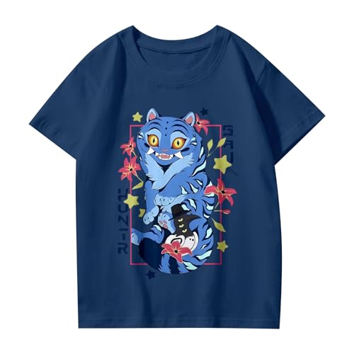 Girl's Short Sleeve Tee Shirt Round Neck Graphic Print Tops Trendy Preppy Outfits Back to School Clothes 100-1604