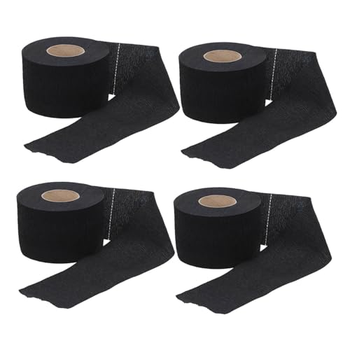 Gogogmee 4 rollos Papel Protector de Cuello Desechable para Barberos Elásticos y Resistentes Banda Adhesiva Suave para Peluquería y Cuidado Capilar