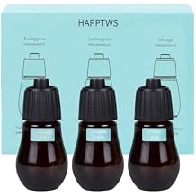 HAPPTWS مجموعة الزيوت العطرية للعلاج العطري - مجموعة من الزيوت العطرية مكونة من 3 قطع بثلاث نكهات من الأوكالبتوس وعشب الليمون والبرتقال