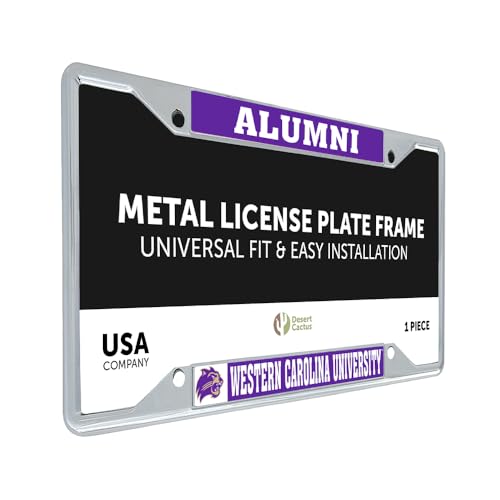 Desert Cactus Western Carolina University Car Accessories Catamounts Metal License Plate Frame and Tag Holder for Front or Rear of Car (Alumni)
