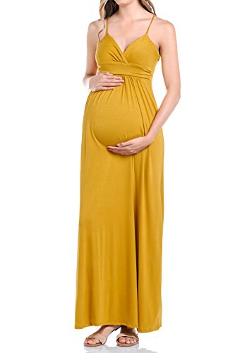 Beachcoco Women's Maternity Long Dress – Sweetheart Empire Waist Sleeveless Spaghetti Strap Comfortable Pregnancy Photography