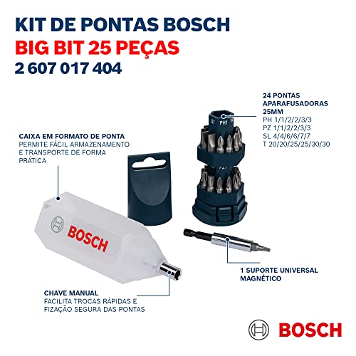 Bosch Kit De Pontas Big Bit Para Parafusar Com 25 Peças