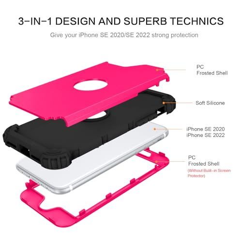 Coque iPhone SE 3e génération antichoc robuste rose noir - 2