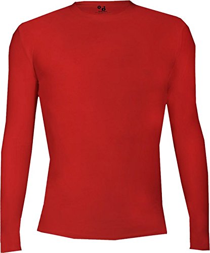 Badger Sports Pro Compression L/S Crew Red Small