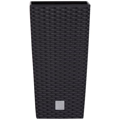 Prosper Plast DRTS265-S433 26.5 x 26.5 x 50 cm "Rato" Square Flowerpot - Anthracite