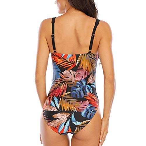 WIN.MAX Costume Intero Donna, Costume Intero con Controllo della Pancia, Costume da Bagno Taglie Forti per Donna Monokini Push-up Vintage, per Coppe da C a DD