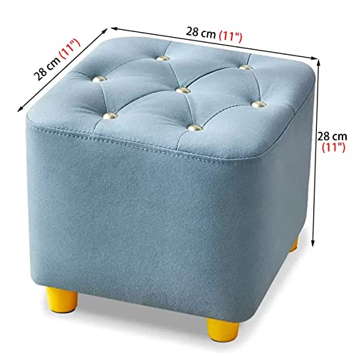 Pouf cube repose-pieds bleu pour salon et chambre - 4