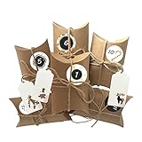 papel regalo navidad 🎄【Caja de regalo navideña】: 24 Cajas pequeñas de regalo navideño, cordel de 10 m, 24 pegatinas navideñas y 24 tarjetas con mensajes. La caja es fácil de usar y el color es elegante y generoso. Muy adecuado para hacer tu propio calendario de adviento.